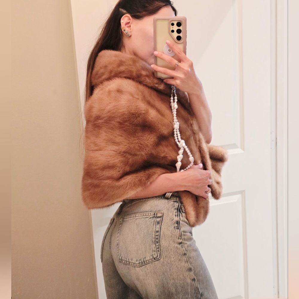 Vintage Nicholas Ungar Real Mink Fur Stole Cape - Picture 2 of 10